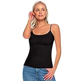 ACTIVE UNIFORMS Women's Soft and Breathable Cotton Stretch Camisole with Adjustable Strap Tank Top (Black, Medium)