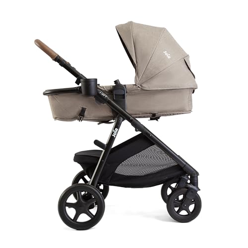 Image of Joie Ginger 4-in-1 Convertible Pramette and Stroller with A Deep Recline, Height Adjustable seat, All-Terrain Wheels, Extra Storage - for Newborns and Toddlers (Mocha)