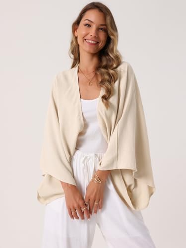 Seta T Women's Summer Linen Cardigan 3/4 Sleeve Open Front Loose Cover Ups Lightweight Shrug4