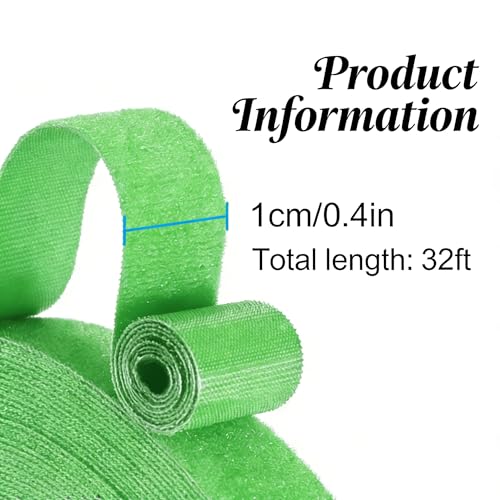 Image of IFNOW 32FT Reusable Fastening Tape Cable Ties Double-Sided Hook-and-Loop Cable Management Tape Strength and Durability 0.4'' /Width (1, Light Green)
