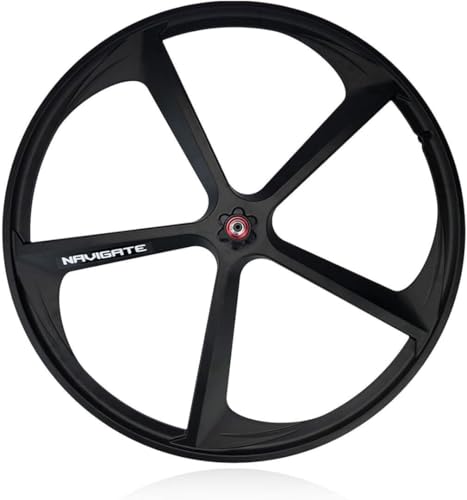 CUCKQUIC Roues 700C Noires à 5 Rayons pour vélo Fixie, Jantes en magnésium, Avant et arrière 100/120 mm, Freins V-Brake, pour vélo de Route 23-28C Front Wheel