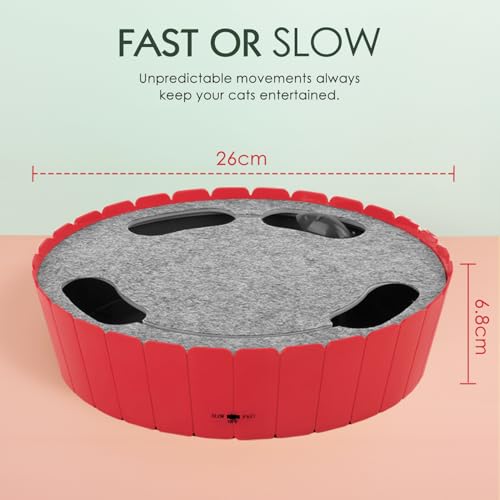 Image of Pawaboo Interactive Cat Toy with Running Mouse, Electronic Motion Cat Toy Automatic Teaser for Indoor Cats, Pop and Play Hide Seek Cats Toys Hunting Mouse for Pet Kitten Play Fun (Red)