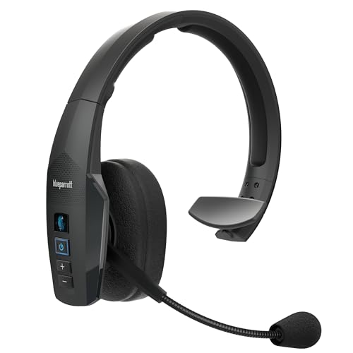 BlueParrott B350-XT Mono Bluetooth Wireless Headphones 96% Noise Canceling Over Head Trucker Headset with Mic, Adjustable Lightweight Headband, IP54-Rated Protection, 24 hrs. Talk Time, Black