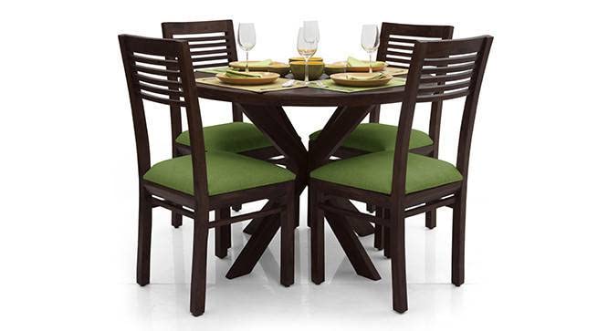 Image of Sheesham Teak Wood 4 Seater Round Dining Table with Chairs Set | Wooden 4 Seater Round Dining Table | 4 Seater Dining Table Set | Dining Room Set | Walnut