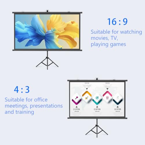 Pantalla portátil para proyector HD 4K de 60 pulgadas con soporte, formatos 16:9/4:3, resistente a arrugas, para pared o soporte, ideal para películas o presentaciones de oficina miniatura 7