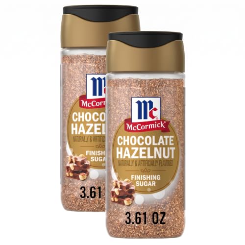 McCormick Finishing Sugar, Chocolate Hazelnut, Limited Edition, Rich Cocoa and Roasted Hazelnut Notes, For Cookies, Ice Cream, Dessert, Beverages, and More, 3.61 oz (Pack of 2)