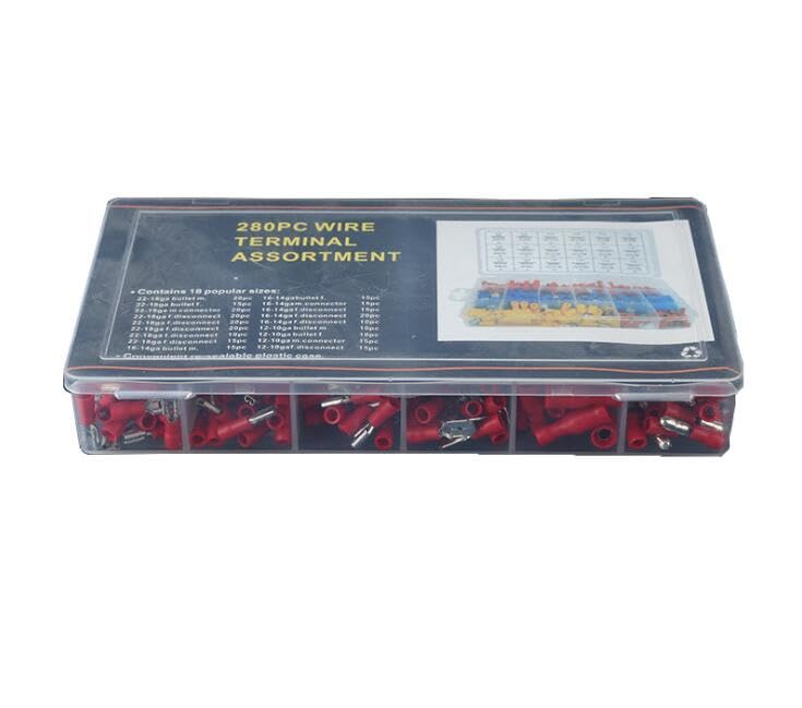 280pcs/box Wire Terminal Assortment Pre-Insulated Terminals Insulated Electrical Connectors Terminals 18 Popular Sizes - (Color: 280pcs)