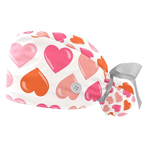 Chapeaux de travail JDEZ lot de 2 avec motif cœurs roses pour hommes et femmes