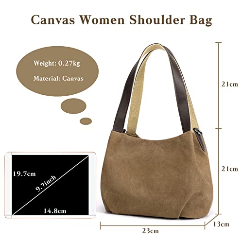 Image of CORIOS Women Underarm Bag Canvas Handbag Ladies Top Handle Bag Casual Clutch Tote Bag