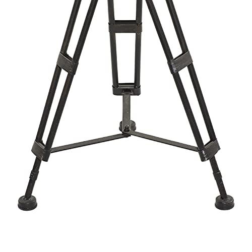 Deco 79 Metal Film Reel Accent Table With Tripod Legs And Glass Top, 15" X 15" X 25", Black #TOP4