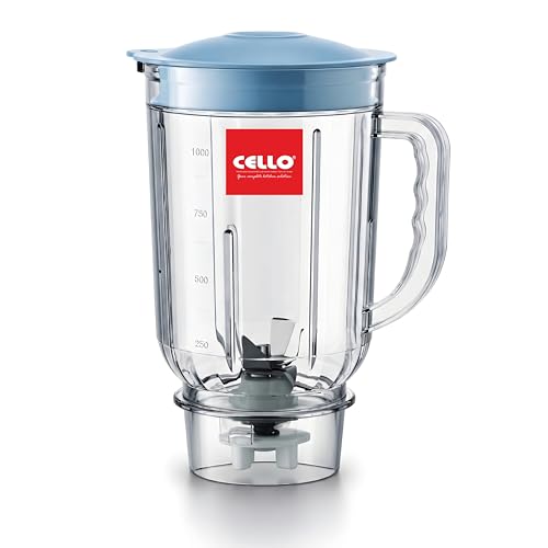 Image of CELLO Mixer Grinder Juicer Jar 1 Litre Transparent Polycarbonate Jar | Unbreakable, Durable & Lightweight | Universal Fit Mixer Grinder Replacement Jar for Blending & Juicing