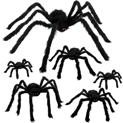 Colovis 6 Pcs Halloween Spider Decorations, Realistic Large Scary...