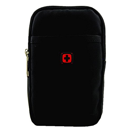 Big Mango Multipurpose Big Capacity 2 Layers Waterproof Cellphone Nylon Pouch/Belt Waist Bag/Pocket Money Purse for Samsung Galaxy Note 2 Note 3 Galaxy S4 S3 Apple iPhone 5 5s with Clip (Black)