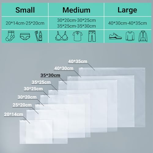 Miniatura 2 de Svaldo Bolsas Para Ropa, 25 Piezas 35 30cm Bolsas Ropa Viaje, Plastico, Transparentes, Para Papelería, Cosméticos Sin Orificios De Ventilación