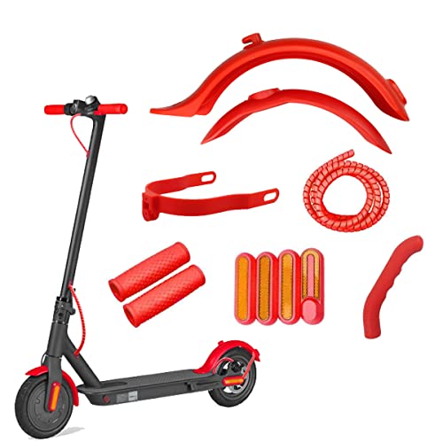 Gleamydot Patinete Delantero y Trasero Guardabarros Soporte Puños Cubiertas Laterales con Reflectantes Compatible para Xiaomi Patin eléctrico Mi M365 / M365 Pro Accesorios (Rojo)