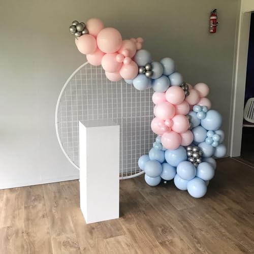 Image of 140Pcs Gender Reveal Balloon Garland Arch Kit - Pink and Blue Balloons Silver Latex Balloon for Boy or Girl Gender Reveal Decorations Birthday Party Baby Shower Celebration Anniversary (No Box)