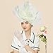 Womens Fascinators Hats Big Flower Hat for Tea Party Cocktail Wedding Church Fashion Headdress (US, Alpha, One Size, White)
