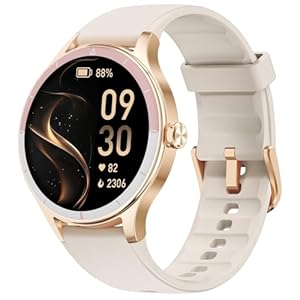 TOOBUR Smart Watch for Women, Smartwatch Compatible Android and iOS Phone, Answer/Make Calls, Fitness Tracker/Step Counter/Running Watch, Sleep/Heart Rate Monitor, 100 Sports, IP68 Waterproof, Beige