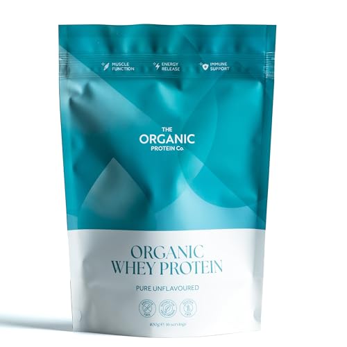 The Organic Protein Co. - Pure Unflavoured Organic Whey Protein Powder - No Additives or Emulsifiers - Clean Undenatured & Bioactive - Grass Fed Vegetarian & Gluten Free - 400g