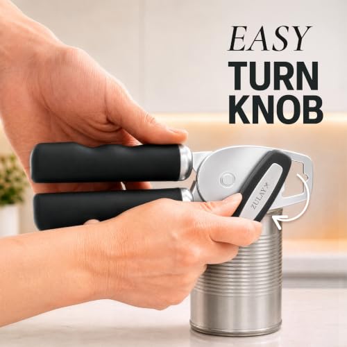 Image of Zulay Kitchen Manual Can Opener Heavy Duty Patented Stainless Steel, Black