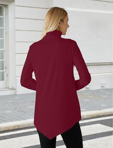 Image of JUSTFASHIONNOW Turtle Neck Shirts for Women Long Sleeve Fall Tunic Tops
