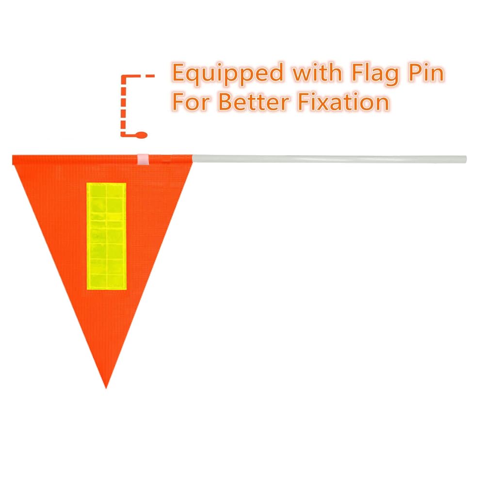 Bandera de seguridad naranja para bicicleta de 6 pies resistente de fibra de vidrio de poliéster impermeable (2 piezas naranja con reflectante)