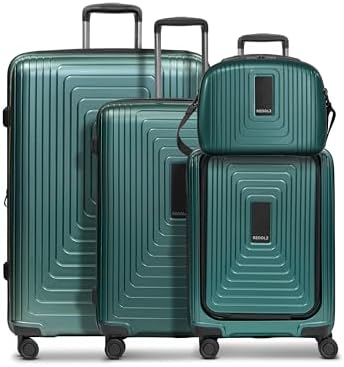 REDOLZ Hartschalen Koffer-Set-4-teilig | S 55 cm (ohne Laptopfach) + M 66 cm + L 77 cm + Beauty-Case | alle Koffer 5 cm Dehnfalte | leichte 2,9 kg / 3,7 kg / 4,4 kg / 1,1 kg (Essen