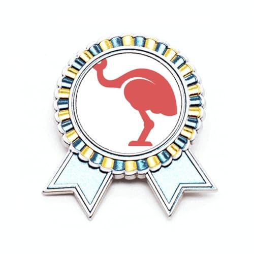 Broche autruche rétro en métal avec illustration rouge taille M
