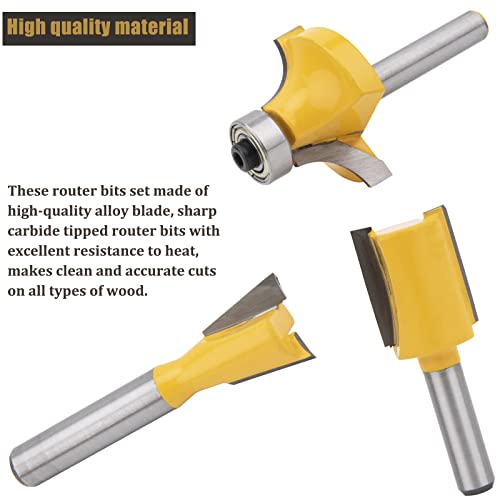 Hooto Router Bits 1/4 Shank,1/4 Router Bit Set,Router Bit Set 1/4 Shank, Round Over Router Bits 1/4 Shank, Router Bits Set 15 Pieces 1/4 Inch Fit For Diy, Woodworking #TOP3