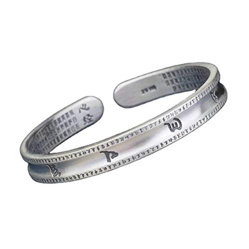 Bracelet en argent sterling ouvert et ajustable orné de proverbes bouddhistes