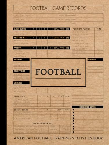 Football Training Statistics Log Book: Track & Analyze Every Game. Ideal for Coaches, Players, and Sports Enthusiasts