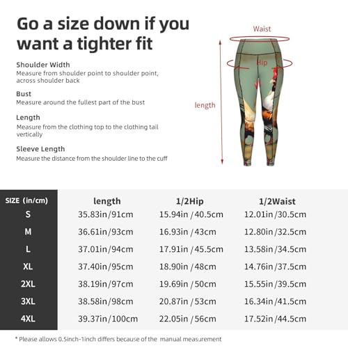 Leggings con estampado de gallo y pollo elásticos con cero transparencias 5