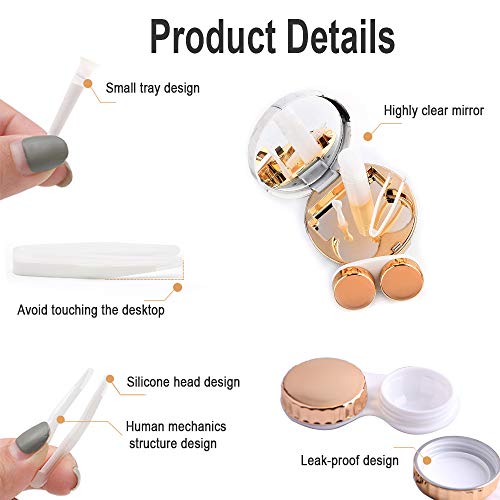 Lot de 2 étuis Ronds en marbre pour lentilles de Contact avec Miroir, Support de lentilles de Contact de Voyage (Or Rose, Or)… - Image 3