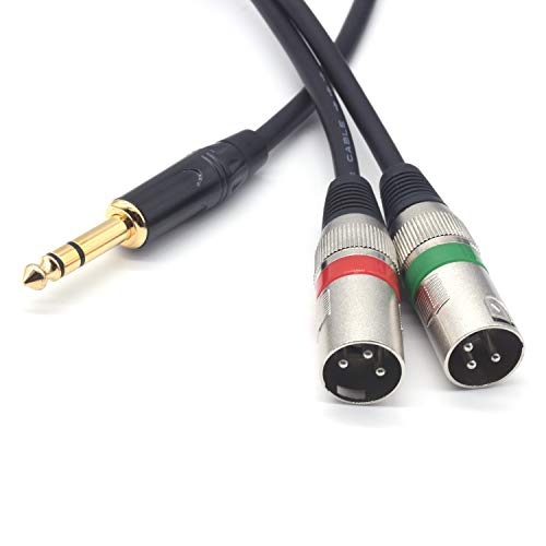 Siyear 10Ft 6.35Mm (1/4Inch) Trs Male Plug To 2 Dual Xlr Male Stereo Unbalanced Y Splitter Patch Microphone Cable Cord （3M） #TOP1