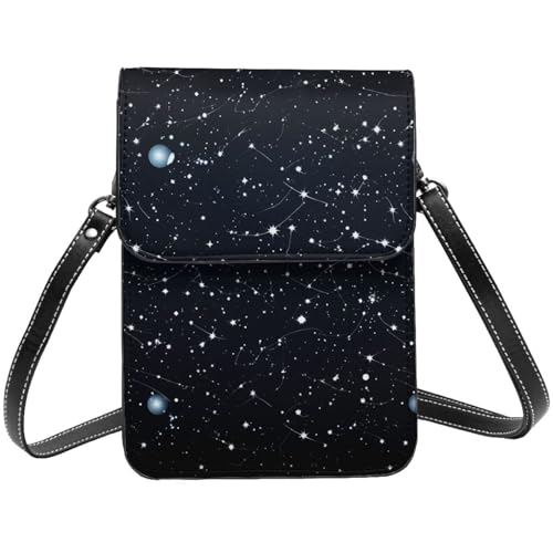 Sac bandoulière en cuir femme portefeuille de voyage sangle réglable étoiles