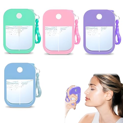 AUEFUDQ 4 Piezas Atomizador Perfume Recargable 45ML, Portátil Recargador de Perfume, Pequeño Decants Perfumes, Plástico Pulverizador Perfume, Atomizador Recargable para Viajar o Trabajar