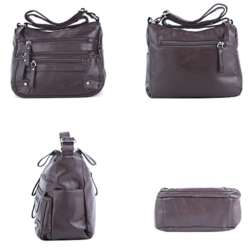 Image of ELDA 10 Pockets Crossbody Purses for Women Medium Pocketbooks Lightweight Ladies Satchel Bag Multi Pocket Shoulder Handbag