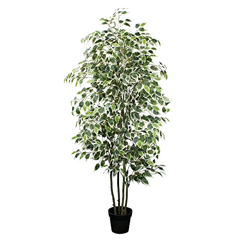 Yepdin Artificial Ficus Tree，6Ft Tall Silk Ficus Tree For Home Decor Indoor & Outdoor Fake Plant Suitable For Living Room,Office And Garden Decor #TOP1