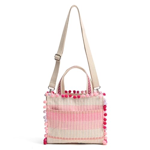 Image of Boho Girl Whimsical Multi Color Jacquard Mini Blush Tote With Adjustable Strap | Wedding Gift For Women | Ladies Purse Shoulder Tote Bag