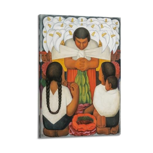 Poster Diego Rivera Festival des fleurs art mexicain tableau toile 30x45