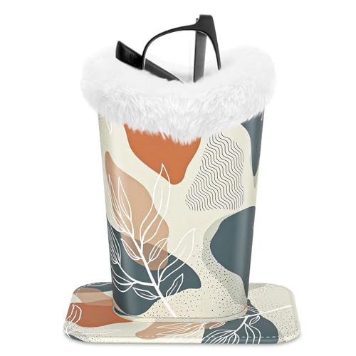 Image of Eyeglasses Holder,Plush Lined PU Leather Pattern Stand Case with Magnetic Base,Unisex for Women Men