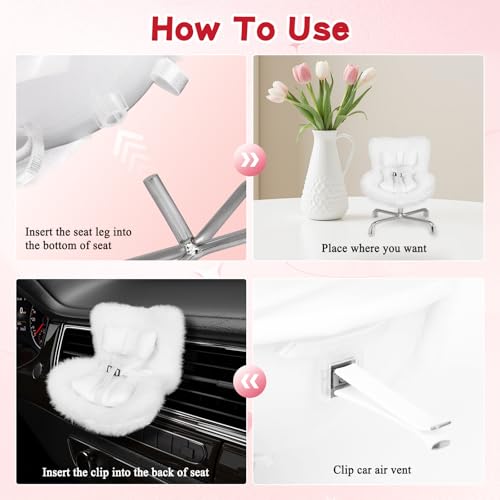 Image of Mini Car Safety Seat for Blind Box Doll, Small Seat for Little Plush Monster with Seat Leg&Air Vent Clip Cute Car Ornament for Plush Display&Collectors - White