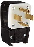 Leviton 9462-P 60 Amp, 125/250 Volt, Straight Blade, Plug, Industrial Grade, Grounding, Angle, Black