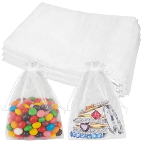 30 Piezas 30 x 20cm Bolsas de Organza Blanco de Regalo, Bolsas de Organza con Cordón, Bolsa de Organzas Blancas, Bolsita Organzas Blanca, Bolsa Grandes de Organze, para Bodas, Fiestas, Bautismos