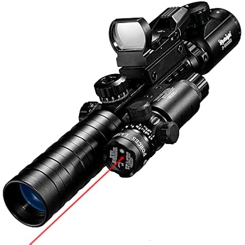 Paike Rifle Scope Red Green Illuminated 3 in 1 Combo Sight Cover