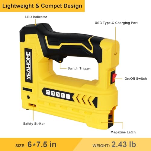 image for YEAHOME Electric Staple Gun, 5 in 1 Cordless Staple Gun for Upholstery