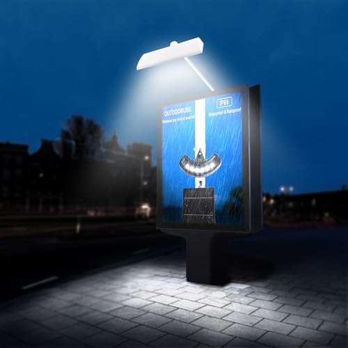 Image of Solar Sign Light, Solar Sign Lights Outdoor Waterproof for Business, 2 Sided LED Light, Dusk to Dawn, Street & Yard Signs, Real Estate, Bus Stops, Highway & Hotel Signboard (White)