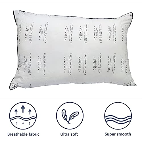 Image of ARLinen- Micro Filled Tex Print Cotton Pillow /Takiya Combo Set of 2 for Bed Room - 16x24 Inch