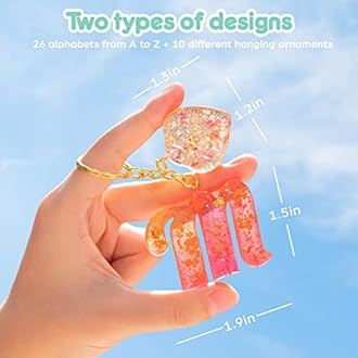 Mocoosy 182Pcs Fancy Alphabet Resin Molds Silicone Kit, Reversed Letter Keychain Epoxy Resin Casting Molds, Resin Key Chain Making Set with 1 Hand Drill 2 Drill Bits 30 Key Rings 100 Screw Pins