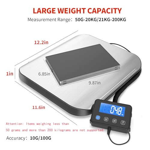 kkz shipping scale 440 lb heavy duty postal scale for packages large mailing scale for postage industrial small business laundry warehouse stainless steel